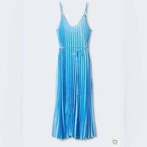 Mango Baby Blue Pleated Cord Dress